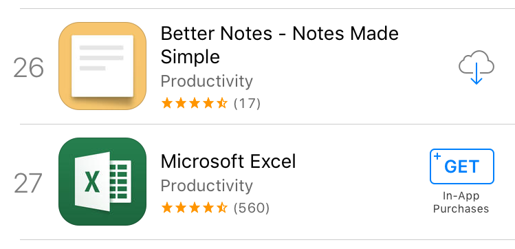 Better Notes on the App Store's front page
